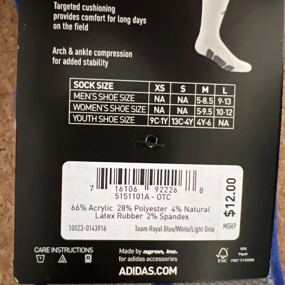 adidas Blue Baseball Over-the-Calf Socks XS